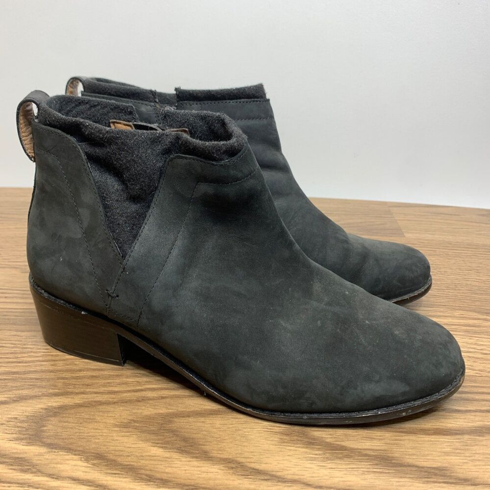 Vionic Joslyn‎ Black Leather Ankle Boots Booties Wool Trim Zip Up Women's Size 9